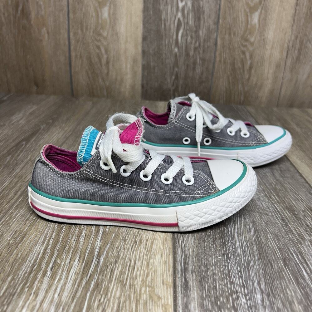 Converse Chuck Taylor All Star Double Tongue Juniors Youth US Size 11 Gray Pink
